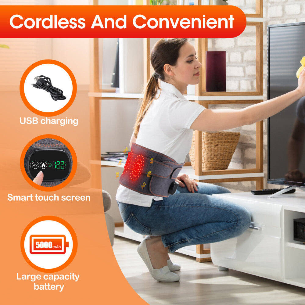 Red Light Therapy Massage Belt with Vibration for Lower Back Pain Relief