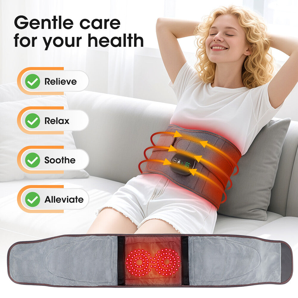 Red Light Therapy Massage Belt with Vibration for Lower Back Pain Relief