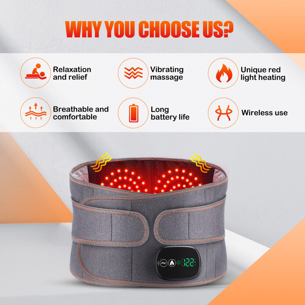 Red Light Therapy Massage Belt with Vibration for Lower Back Pain Relief