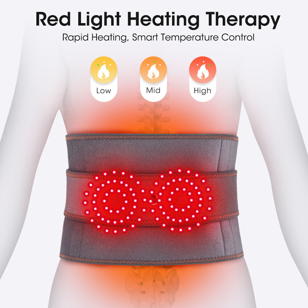 Red Light Therapy Massage Belt with Vibration for Lower Back Pain Relief